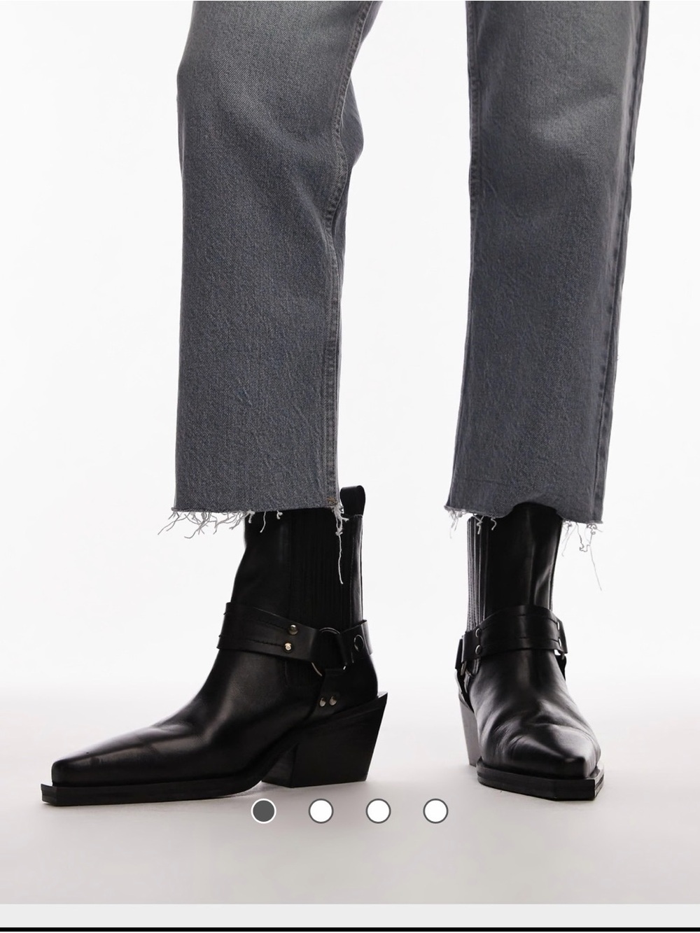Topshop Grey Cropped Straight-Leg Jeans with Raw Hem